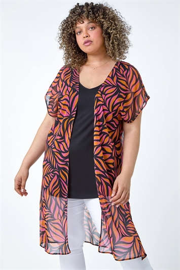Curve 2 in 1 Chiffon Overlay Jersey Tunic Top