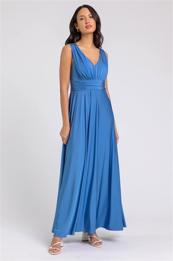 Ruched Sleeveless Stretch Maxi Dress 14235509
