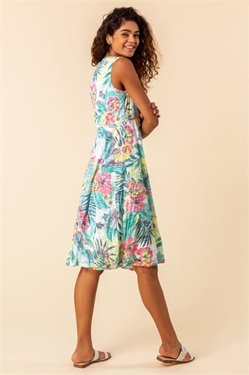 Burnout Tropical Print Stretch Dress 14100834