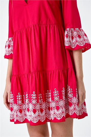 Embroidered Cotton Smock Dress 14495578