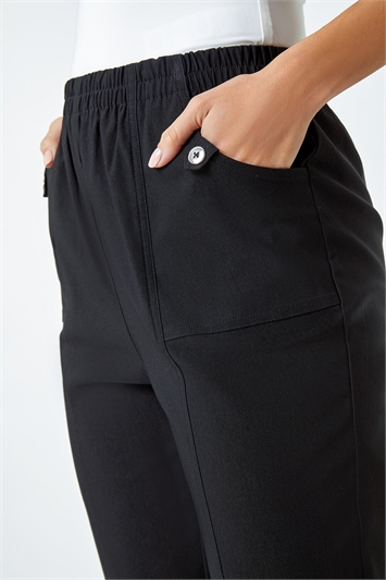 Contrast Detail Cropped Stretch Trousers 18043808