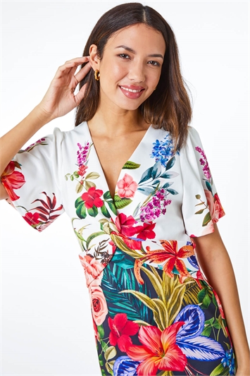 Floral Print Twist Premium Stretch Dress 14288008