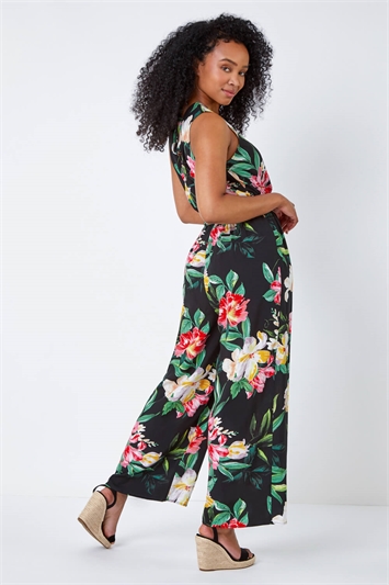 Petite Floral Print Stretch Wrap Jumpsuit 14400608