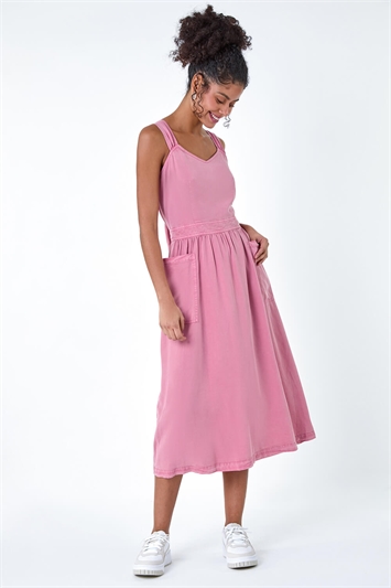 Dyed Strappy Pocket Dress 14215672