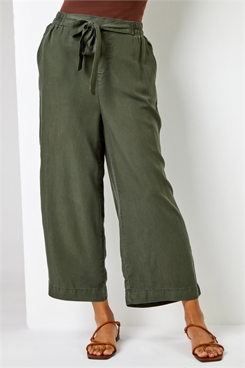 Elastic Tie Waist Cropped Culottes 18032240