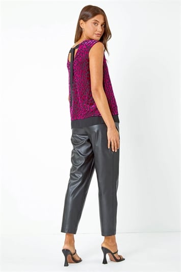 Textured Animal Tie Back Stretch Top 19242451