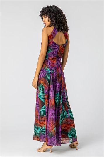 Tropical Print Halter Neck Maxi Dress 14129076