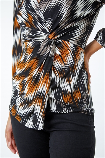 Abstract Print Twist Detail Top 19206462