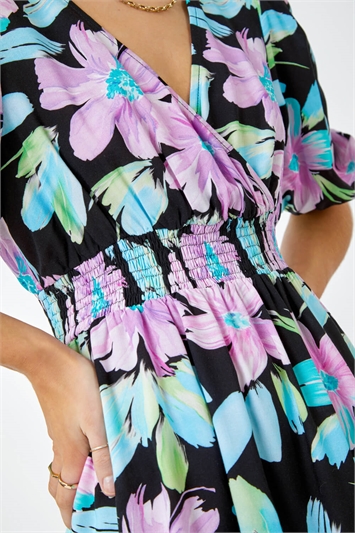 Floral Print Wrap Mini Dress 14386508
