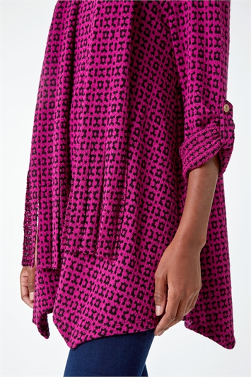 Abstract Print Stretch Tunic Top & Scarf 19246332