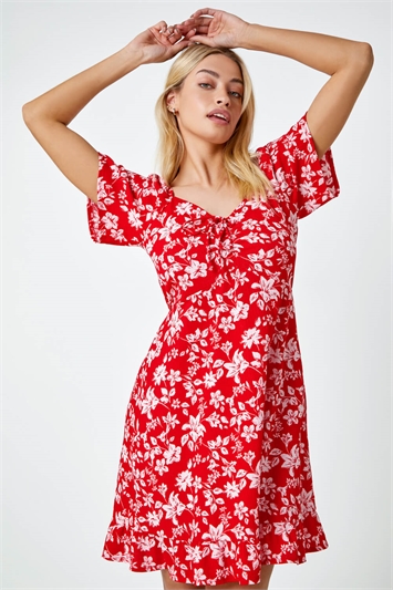 Floral Print Frill Hem Mini Dress 14422578