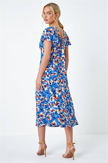 Petite Floral Print Midi Stretch Dress 14476792