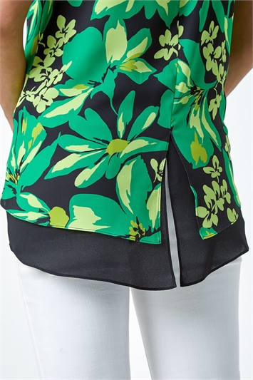 Floral Print V-Neck Double Layer Vest Top 20149034