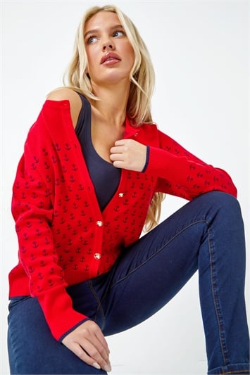 Petite Anchor Embroidered Cardigan 16109078