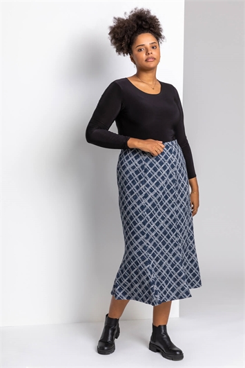 Curve Check Print Fluted Skirt 17018160