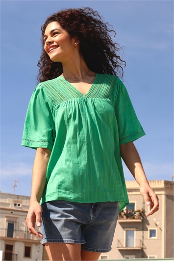 Lace Detail Cotton T-Shirt 20083330
