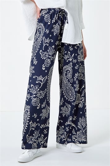 Paisley Print Textured Jersey Trousers 18067160