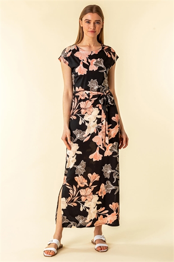 Belted Floral Maxi Dress 14115408