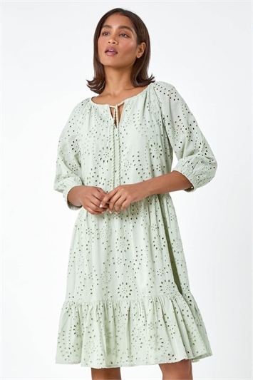 Cotton Broderie Tiered Smock Dress 14518982