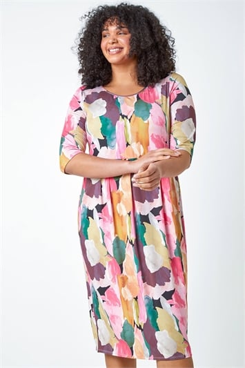 Curve Abstract Relaxed Pocket Dress 14524672