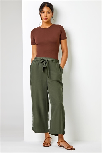 Elastic Tie Waist Cropped Culottes 18032240