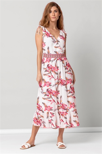 Floral Embroidered Detail Wrap Dress 14224494