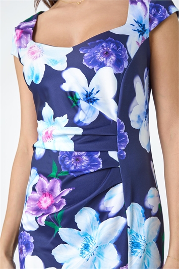 Premium Stretch Floral Ruched Frill Hem Dress 14358560