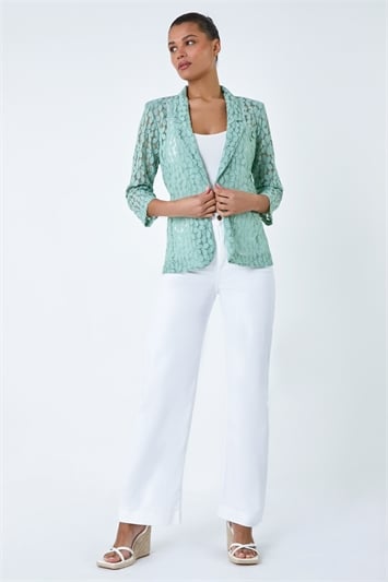 3/4 Sleeve Floral Lace Blazer Jacket 15007382
