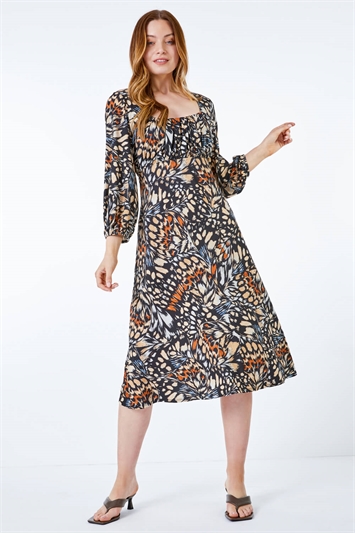 Abstract Print Sqaure Neck Jersey Dress 14288608