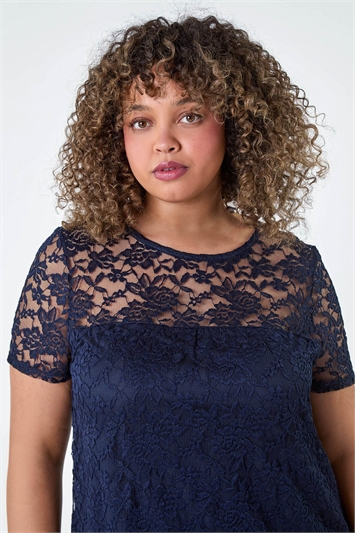 Curve Lace Overlay Stretch Jersey Top 19303960