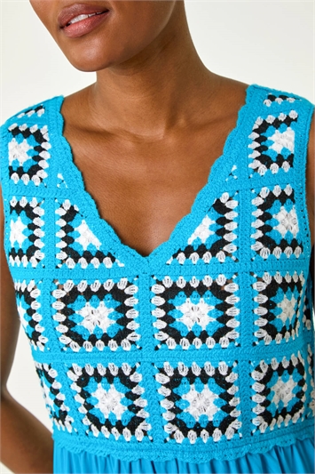 Sleeveless Crochet Fit & Flare Midi Dress 14542592