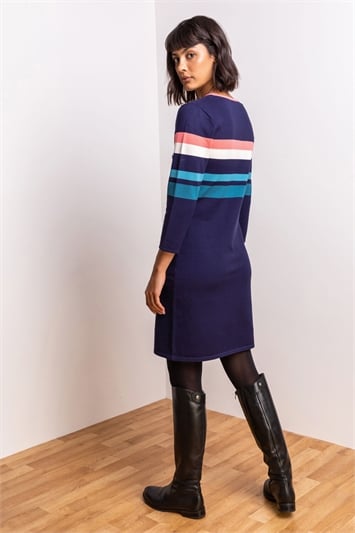 Contrast Stripe Print Jumper Dress 14154060