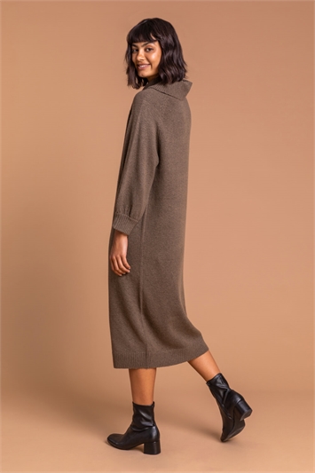Roll Neck Knitted Midi Dress 14153614