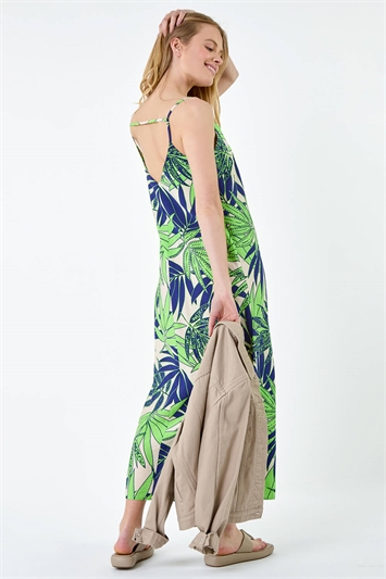 Tropical Palm Print Midi Dress 14546949