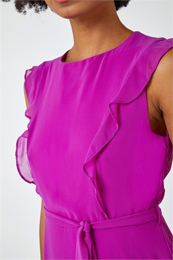 Sleeveless Frill Detail Chiffon Dress 14292676