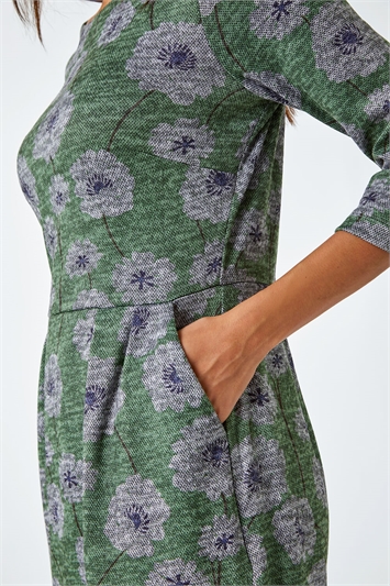 Floral Print Pocket Stretch Dress 14431834