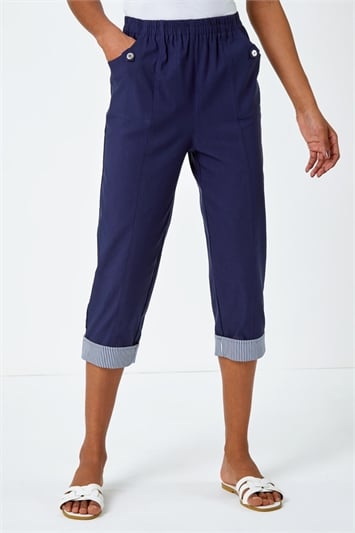 Contrast Detail Cropped Stretch Trouser 18043860