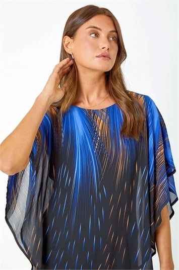 Abstract Chiffon Overlay Stretch Top 20144509