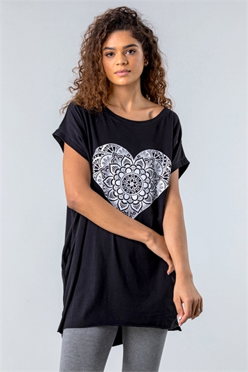 One Size Henna Heart Print Lounge Top 11004308