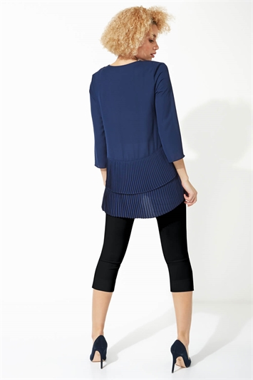 3/4 Sleeve Pleated Button Front Top 20021460