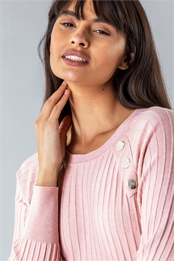 Button Detail Ribbed Jumper 16033246