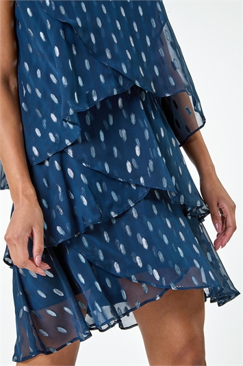 Shimmer Foil Print Tiered Dress 14556060