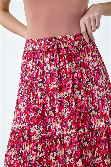Floral Crinkle Cotton Tiered Maxi Skirt 17047672