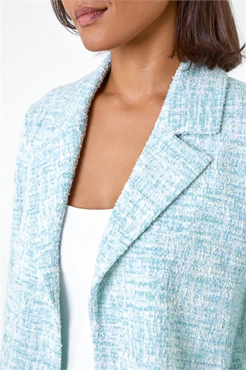 3/4 Sleeve Textured Cotton Blend Jacket 15026709