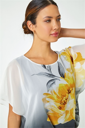 Floral Overlay Blouson Jersey Top 19221496