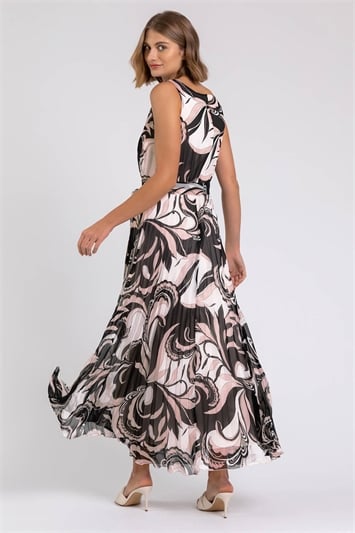 Abstract Print Pleated Maxi Dress 14234106