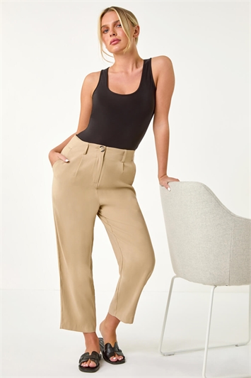 Petite Cropped Tapered Trousers