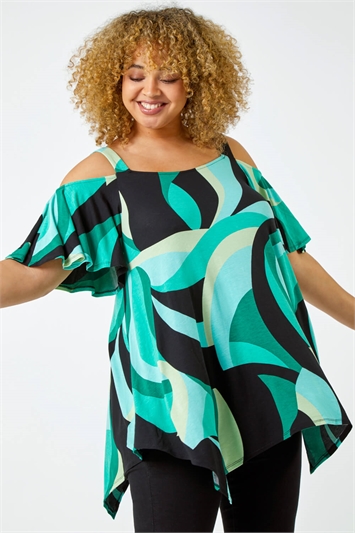 Curve Abstract Cold Shoulder Top 19221056