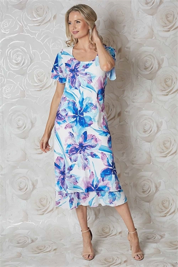 Julianna Tropical Print Chiffon Dress g9215tur
