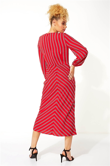 Wrap Stripe Midi Dress 14033878